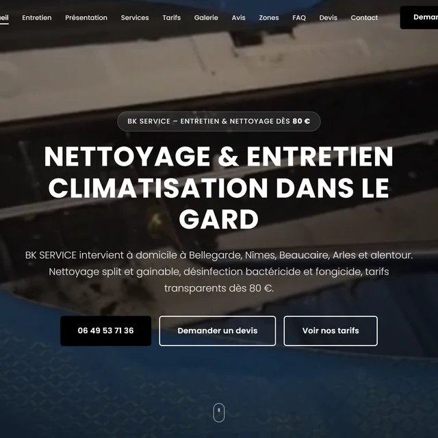 BK SERVICE — site vitrine nettoyage climatisation