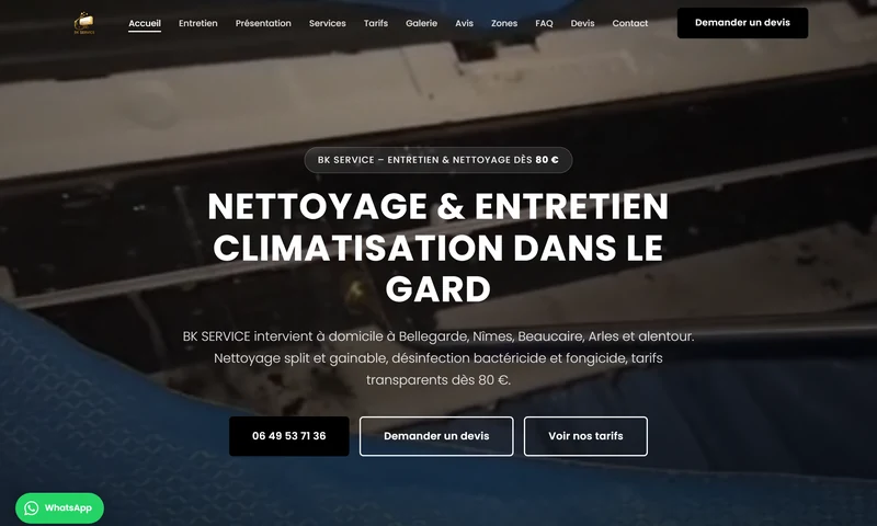 BK SERVICE — aperçu site en production