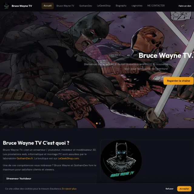 Bruce Wayne TV — homepage site média