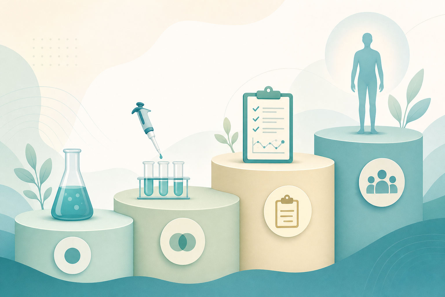 Illustration : Les phases d'un essai clinique : du laboratoire au patient
